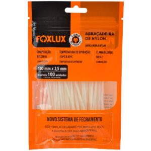 CINTA ABRAÇADEIRA EM NYLON 100X2.5 MM PACOTE COM 100 UNIDADES BRANCA