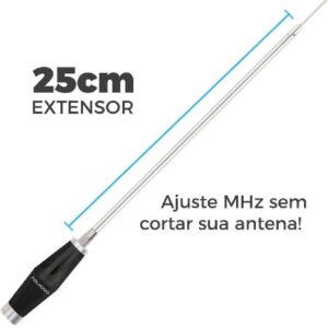 ANTENA MINI MARINOX PARA RÁDIO PX 10 E 11METROS COM PROLONGADOR 25CM B-2005P25