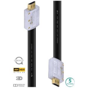 CABO HDMI 2.0 4K ULTRA HD 3D CONEXÃO ETHERNET FLAT COM CONECTOR DESMONTÁVEL 5 METROS - H20FL-5