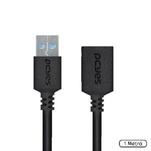 CABO EXTENSOR USB A 3.0 MACHO PARA USB A 3.0 FÊMEA 28AWG PURO COBRE 1 METRO - PUAMF3-1