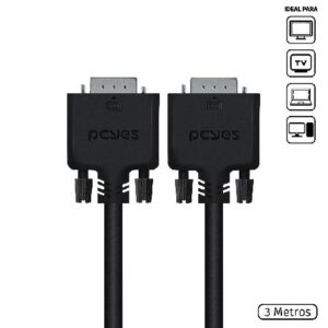 CABO DE VÍDEO VGA 15 PINOS MACHO PARA VGA 15 PINOS MACHO 28AWG PURO COBRE 3 METROS - PVM15-3