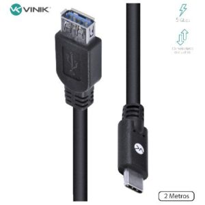 CABO USB TIPO C PARA EXTENSOR USB A FÊMEA V3.2 GEN1 5GBPS 2 METROS - C32UAF-2