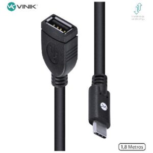 CABO USB TIPO C X EXTENSOR USB A FÊMEA 2.0 1.8 METROS - C20UAF-2