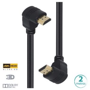 CABO HDMI 2.0 4K ULTRA HD 3D CONEXÃO ETHERNET CONECTORES 90° 2 METROS - H20B90-2