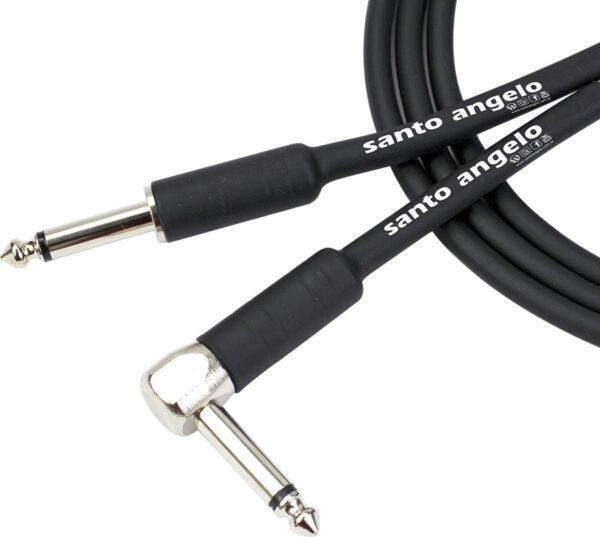 CABO DE GUITARRA ANGEL 0,30MM CONECTOR P10/P10 90º 10FT 3,05 METROS PRETO