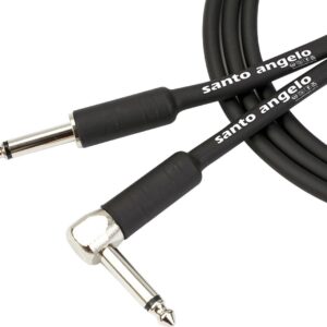 CABO DE GUITARRA ANGEL 0,30MM CONECTOR P10/P10 90º 20FT 6,10 METROS PRETO