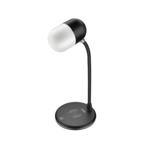 LUMINÁRIA DE MESA LED LUMI PLAY 3 EM 1 CARREGADOR DE CELULAR POR INDUÇÃO E CAIXA DE SOM PRETA - 48LUMIPLAY00