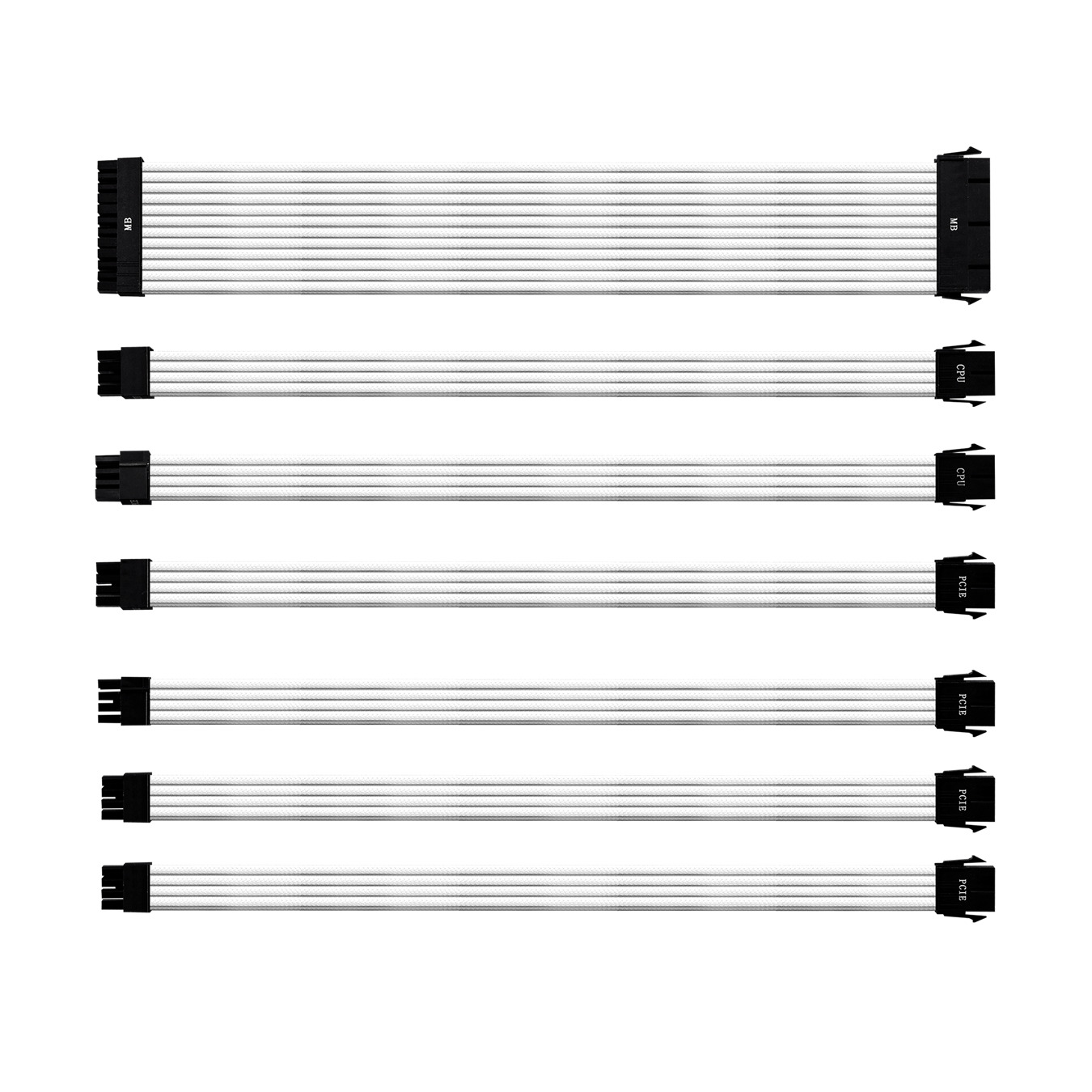 KIT DE CABO DE EXTENSÃO SLEEVED PSU 30 CM COM CAPA DE PVC COOLER MASTER - BRANCO - CMA-NEST16XXWT1-GL - Imagem 2