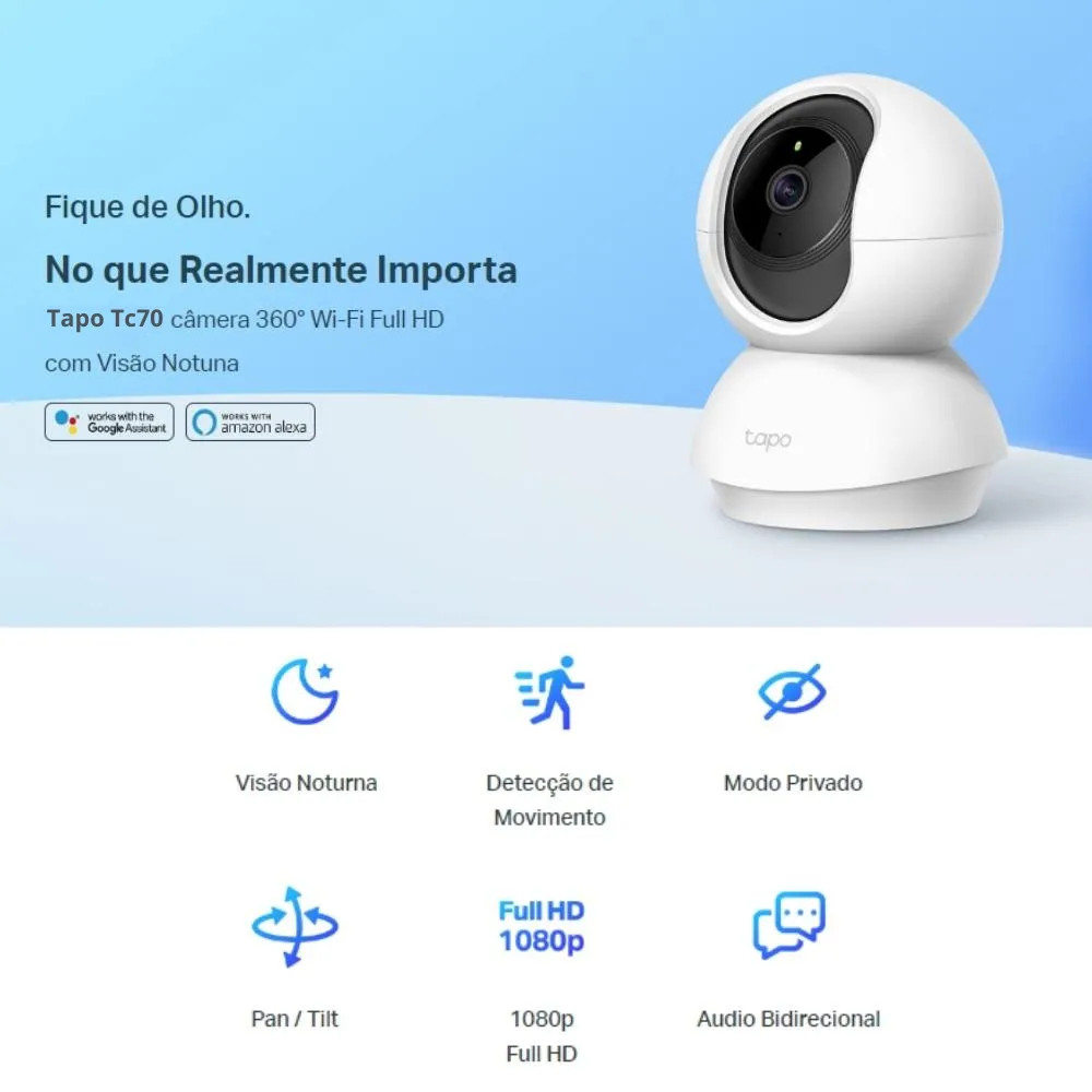 CAMERA DE SEGURANCA 360º WI-FI 1080P TAPO TC70 NACIONAL - Imagem 5