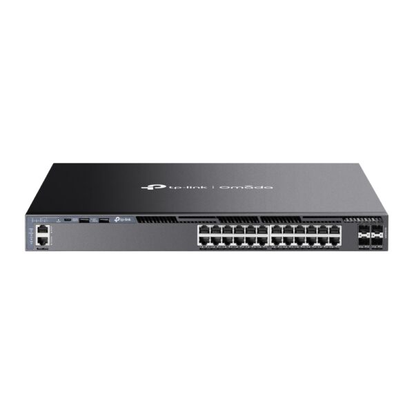 SWITCH GERENCIAVEL L3 EMPILHAVEL DE 28 PORTAS C/ 24 PORTAS GIGABIT E 4 SLOTS SFP+ DE 10 GBPS SMB