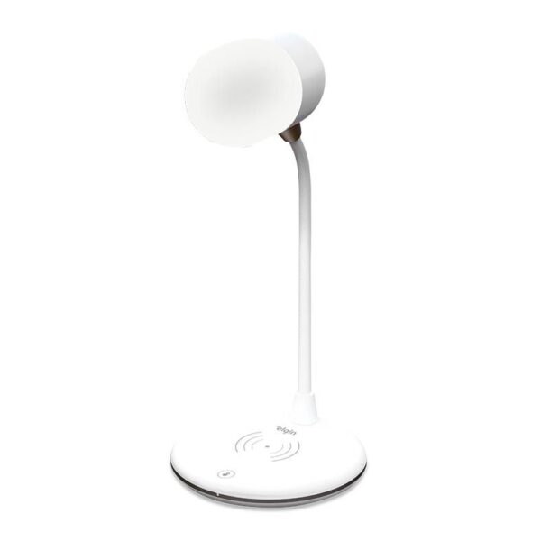 LUMINÁRIA DE MESA LED LUMI PLAY 3 EM 1 CARREGADOR DE CELULAR POR INDUÇÃO E CAIXA DE SOM BRANCA - 48LUMIPLAYB0