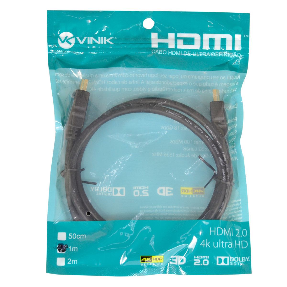 CABO HDMI 2.0 4K ULTRA HD 3D CONEXÃO ETHERNET 50 CM - H20-05 - Imagem 6