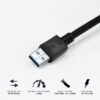 CABO DE DADOS USB A 3.0 MACHO PARA USB A 3.0 MACHO 28AWG PURO COBRE 2 METROS - PUAM3-2 - Image 3