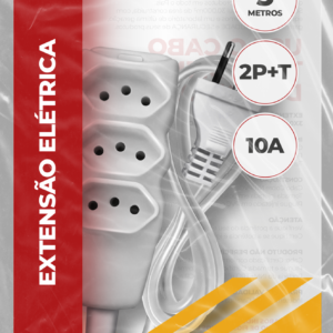 EXTENSAO CABO 2P T PP PLANO 3X0,75 5M BRANCA