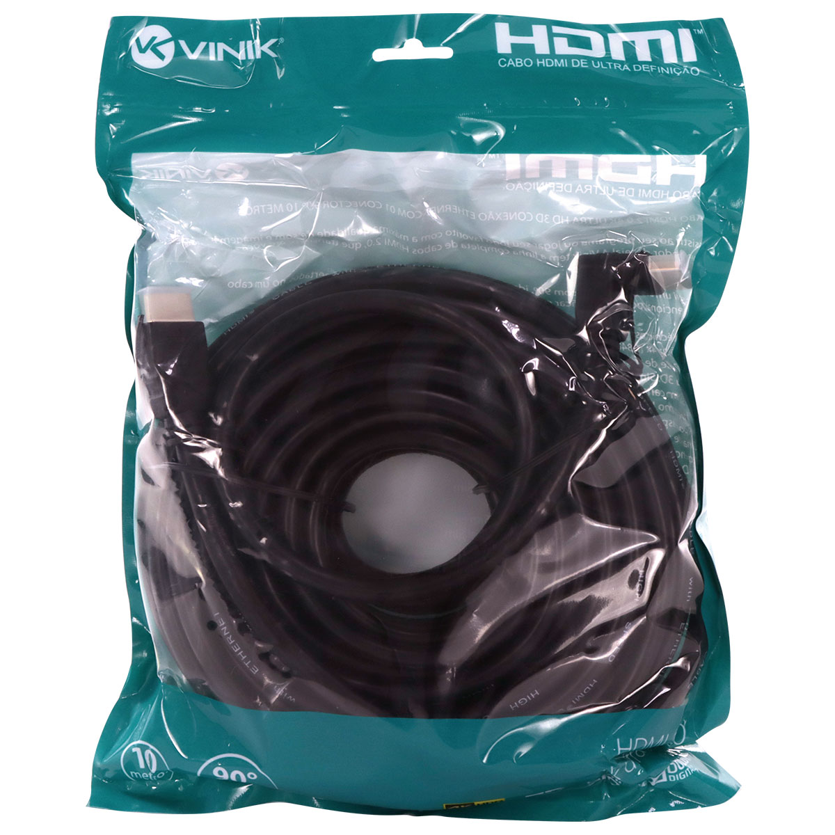 CABO HDMI 2.0 4K ULTRA HD 3D CONEXÃO ETHERNET COM 01 CONECTOR 90º 10 METROS - H2090-10 - Imagem 7