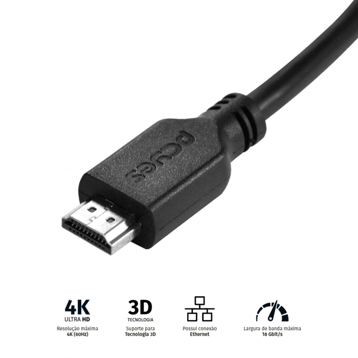 CABO HDMI 2.0 4K 28AWG PURO COBRE 50 CM - PHM20-05 - Imagem 3