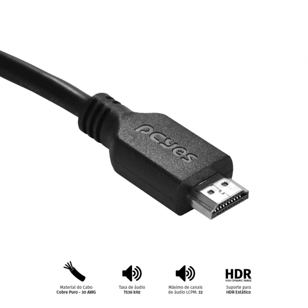 CABO HDMI 2.0 4K 28AWG PURO COBRE 50 CM - PHM20-05 - Imagem 4