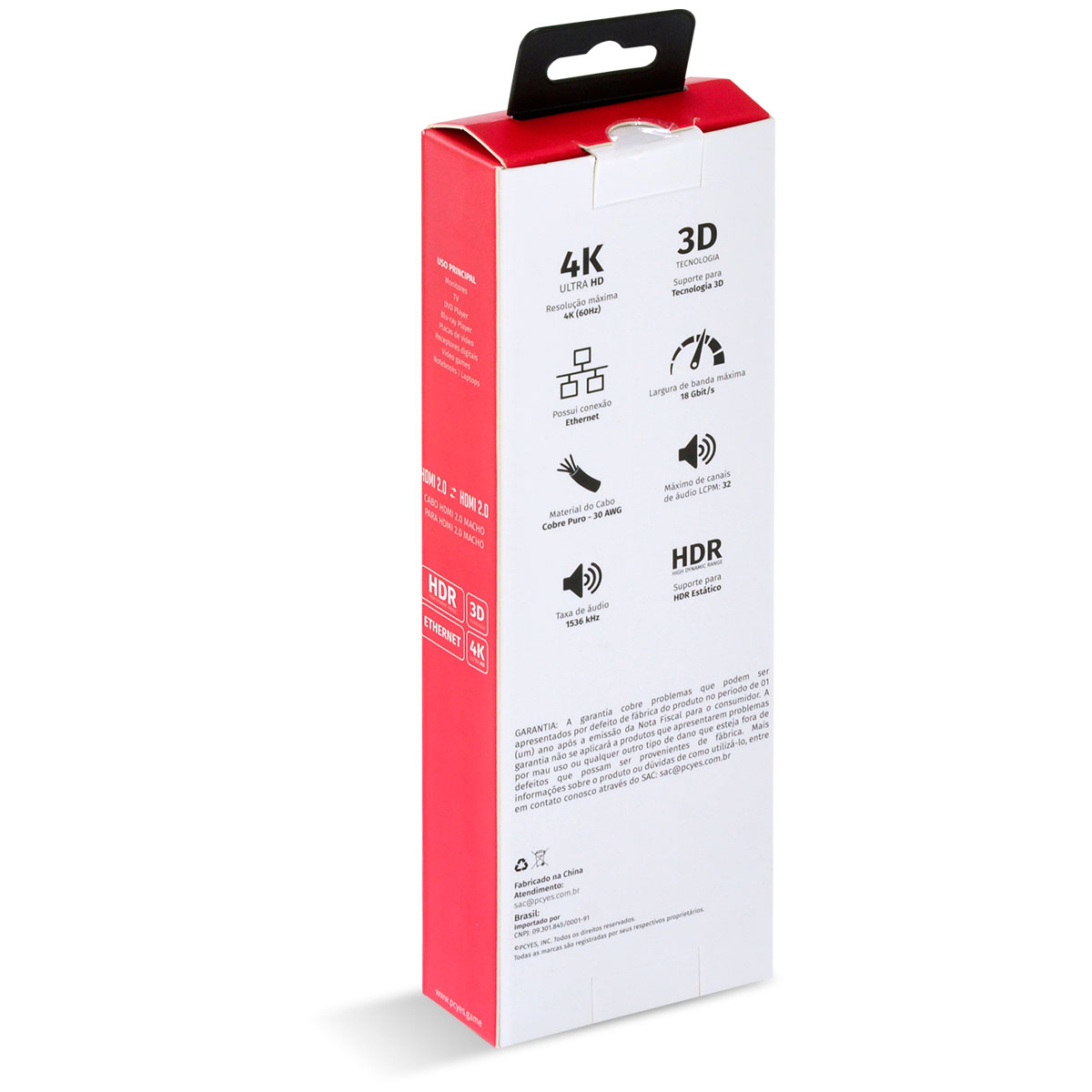 CABO HDMI 2.0 4K 28AWG PURO COBRE 50 CM - PHM20-05 - Imagem 8