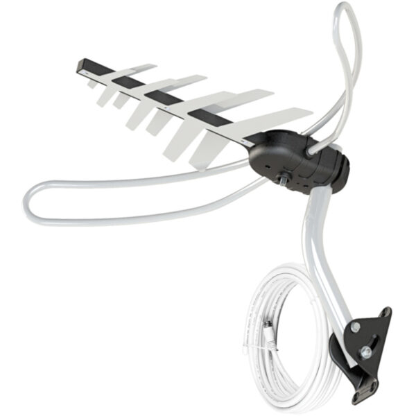 ANTENA TV DIGITAL EXTERNA  4 EM 1 VHF/UHF/FM/HDTV DTV-3000, COMPLETA, COM MASTRO E CABOS 15 METROS