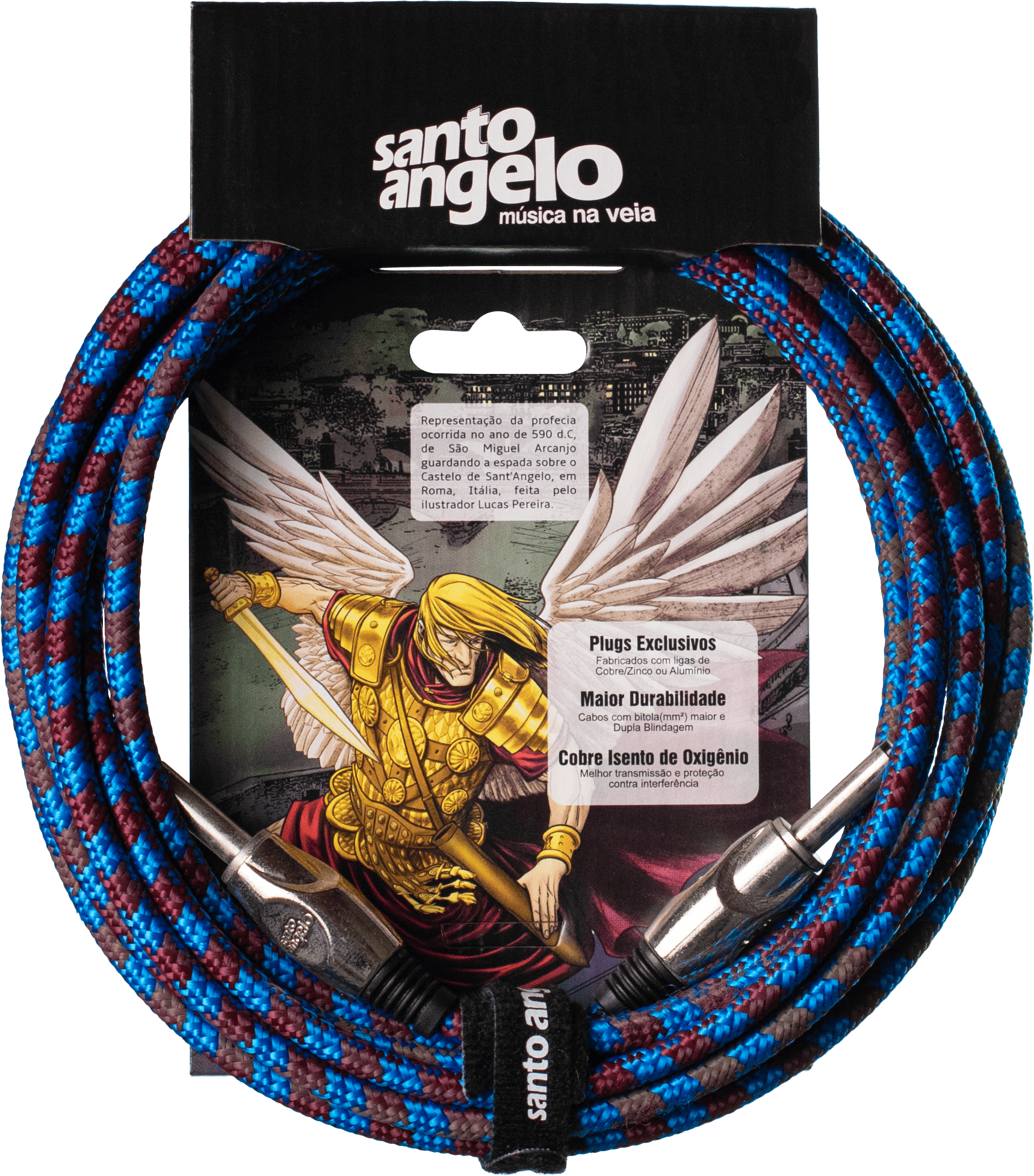 CABO DE GUITARRA ANGEL TX 0,30 MM P10/P10 90º 15FT 4,57M TEXTIL