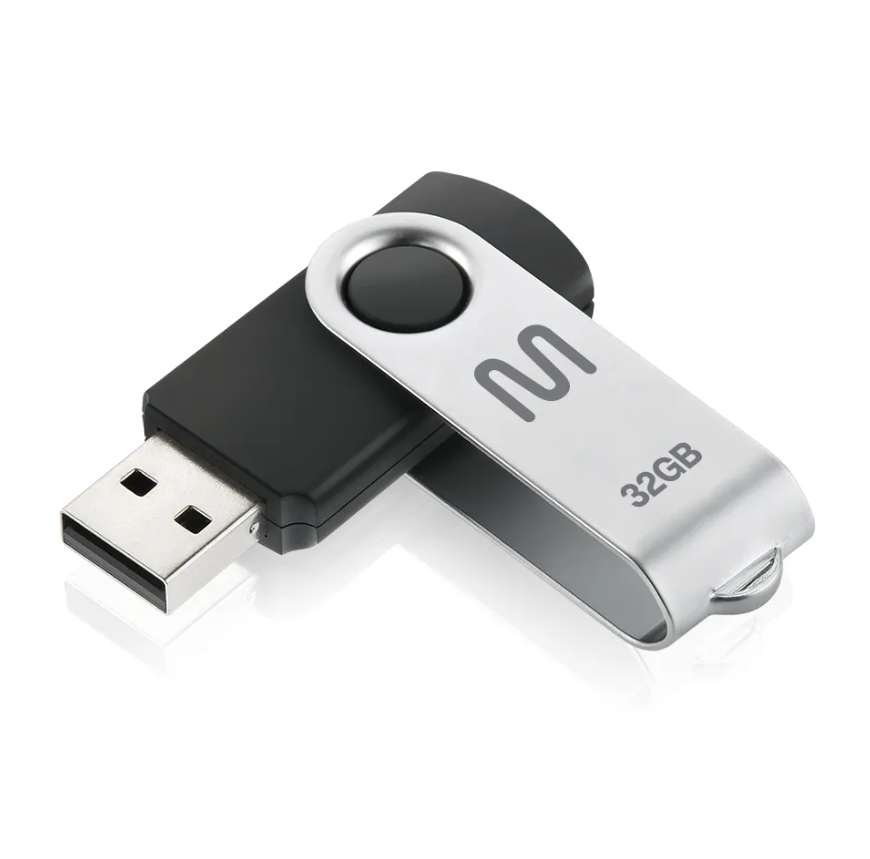 PEN DRIVE 32GB TWIST2 PRETO/PRATA PD589