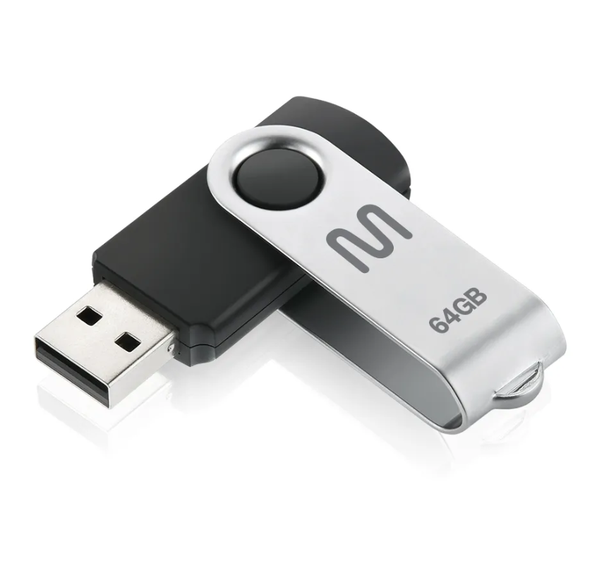 PEN DRIVE 64GB TWIST2 PRETO/PRATA PD590