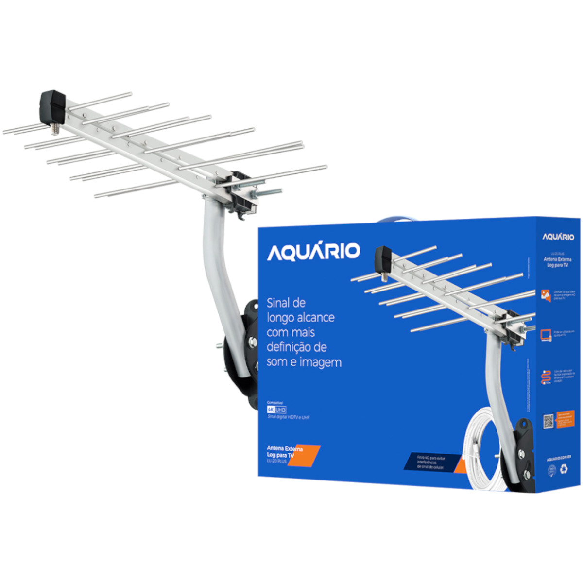ANTENA DIGITAL EXTERNA LOG PARA TV HDTV/UHF/4K 12DBI 20 ELEMENTOS COM KIT DE INSTALAÇÃO LU-20-PLUS - Imagem 5