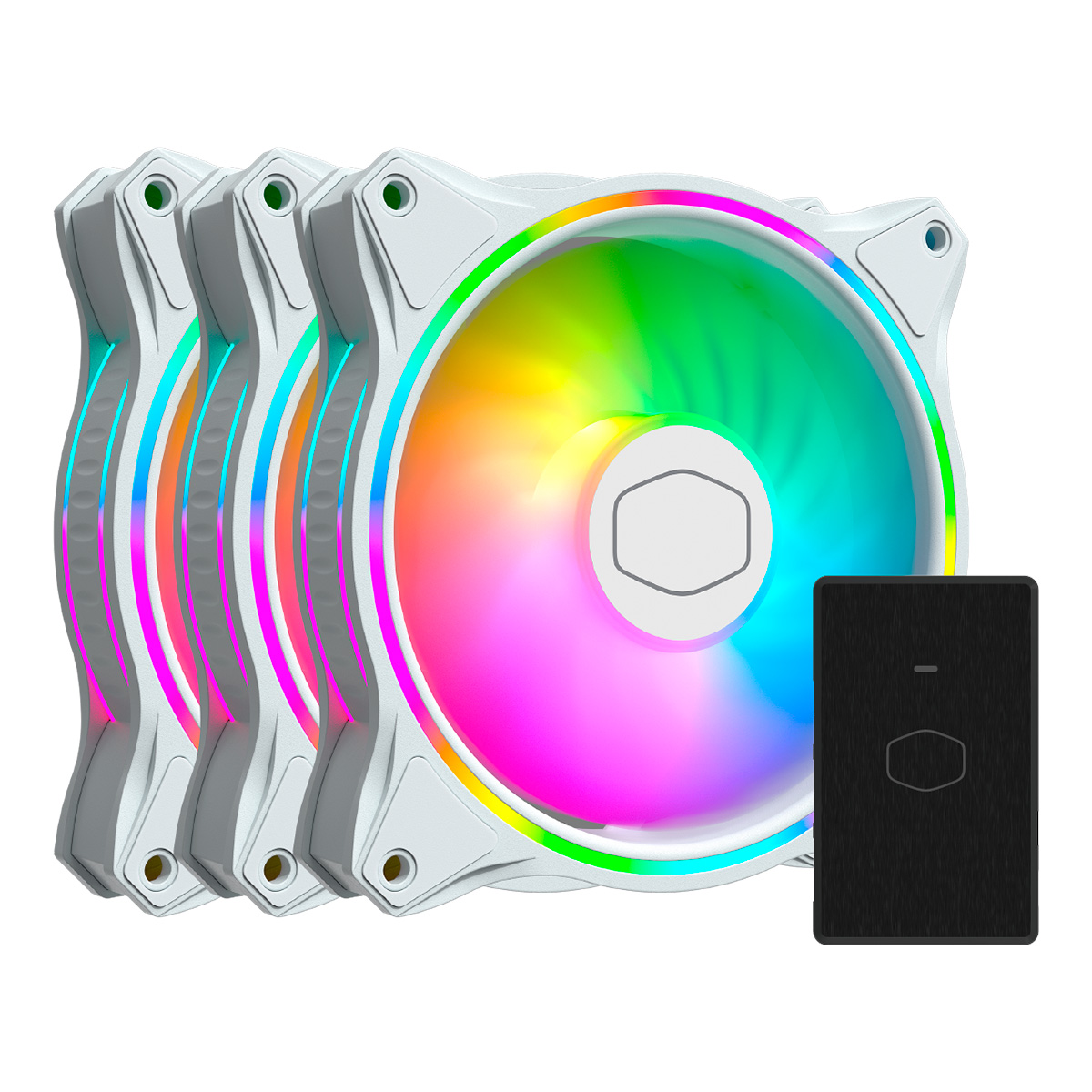 KIT 3 FAN PARA GABINETE COOLER MASTER MASTERFAN MF120 HALO ARGB 120MM BRANCO | MFL-B2DW-183PA-R1 - Imagem 2