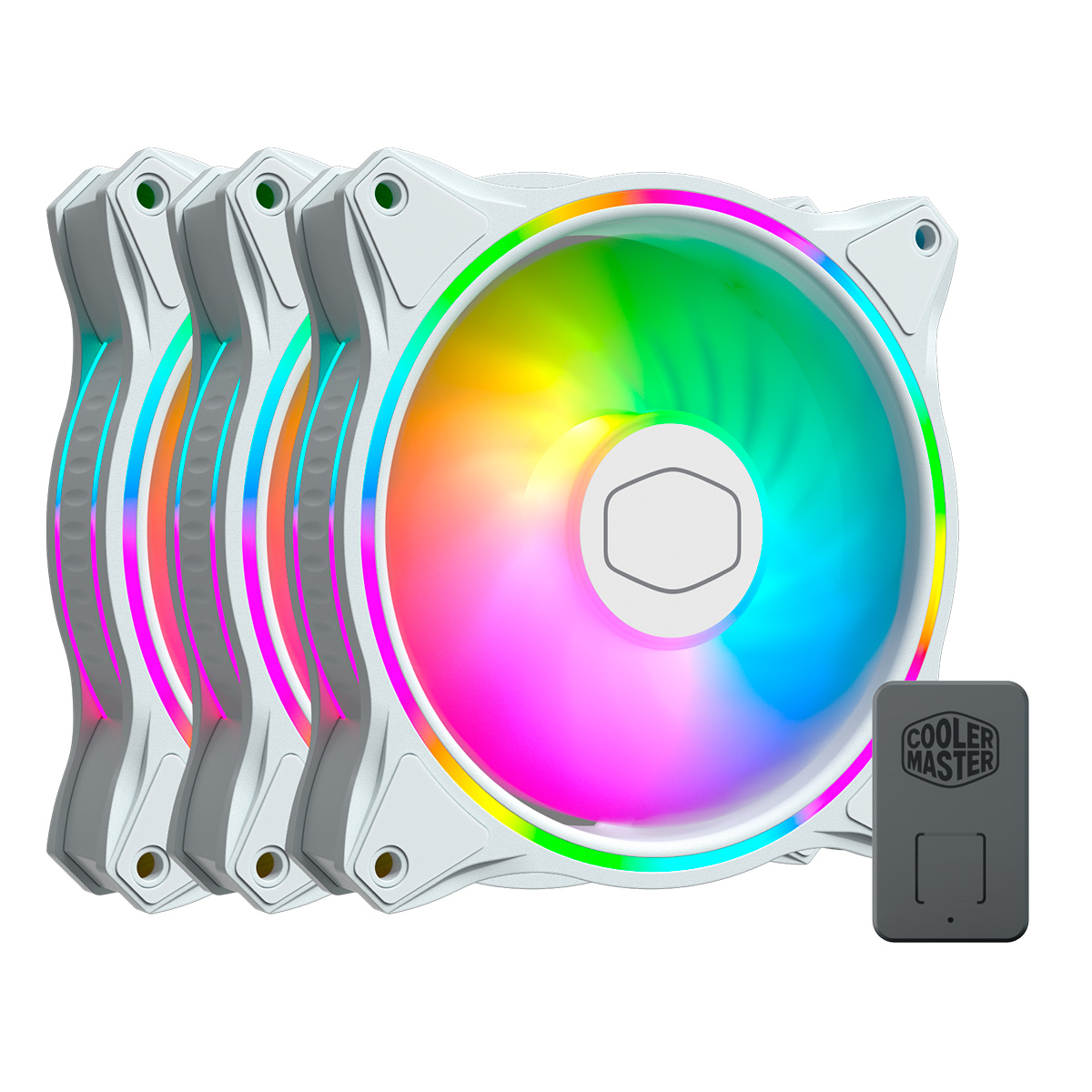 KIT 3 FAN PARA GABINETE COOLER MASTER MASTERFAN MF120 HALO ARGB 120MM BRANCO | MFL-B2DW-183PA-R1 - Imagem 3