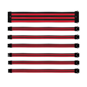 KIT CABO EXTENSÃO SLEEVED PARA FONTE COOLER MASTER PSU 30CM CAPA DE PVC VERMELHO E PRETO | CMA-NEST16RDBK1-GL