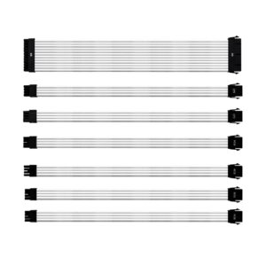 KIT CABO EXTENSÃO SLEEVED PARA FONTE COOLER MASTER PSU 30CM CAPA DE PVC BRANCO | CMA-NEST16XXWT1-GL