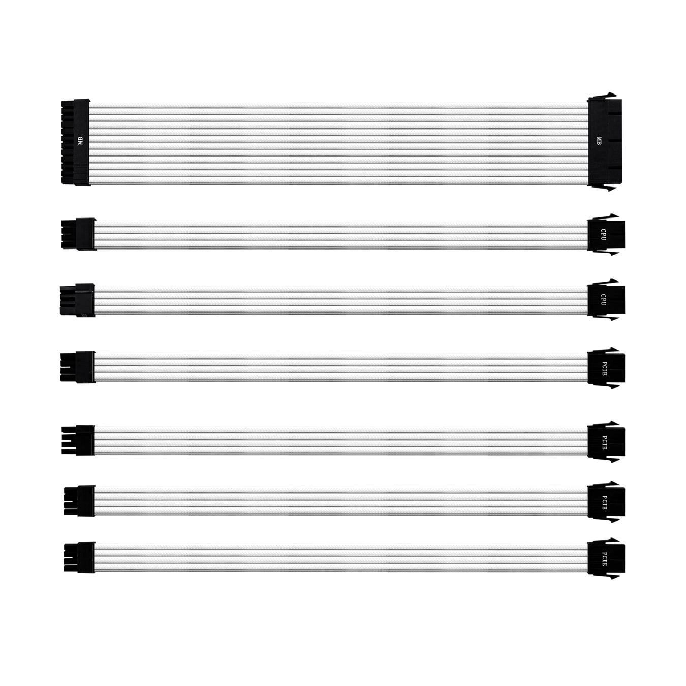 KIT CABO EXTENSÃO SLEEVED PARA FONTE COOLER MASTER PSU 30CM CAPA DE PVC BRANCO | CMA-NEST16XXWT1-GL
