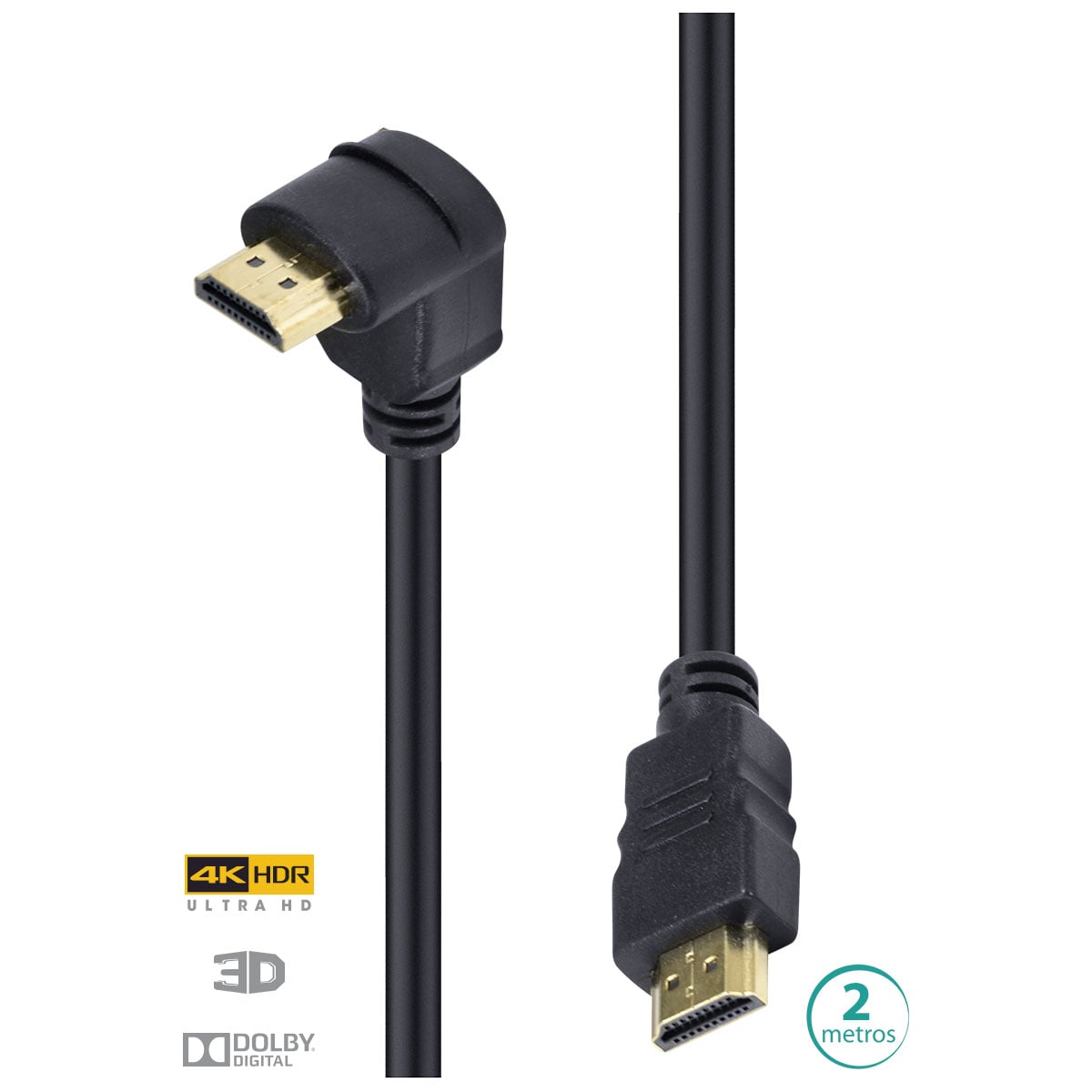 CABO HDMI 2.0 MACHO 4K 1 CONECTOR 90º - 2 METROS - H2090-2