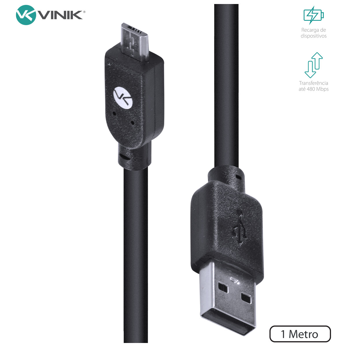 CABO USB X MICRO USB B 2.0 5 PINOS 1 M PRETO - MUSB-1