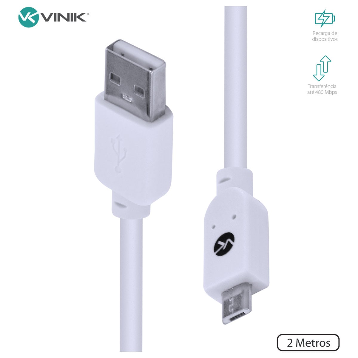 CABO USB X MICRO USB A 2.0 2M BRANCO - MUSB-2