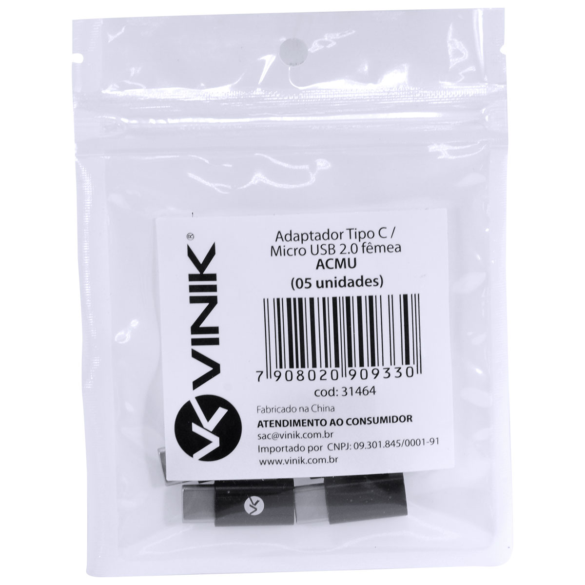 ADAPTADOR TIPO C X MICRO USB B FEMEA 2.0 - ACMU (5 UNIDADES) - Imagem 7
