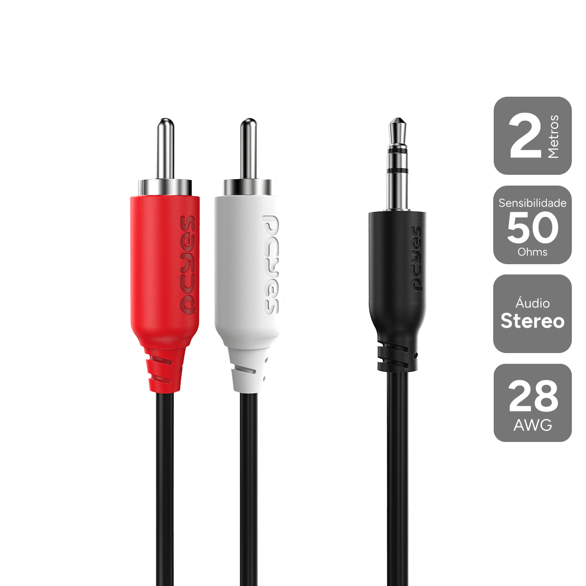 CABO 2 RCA M PARA P2 3.5MM M - 2 MTS - P2R35-2