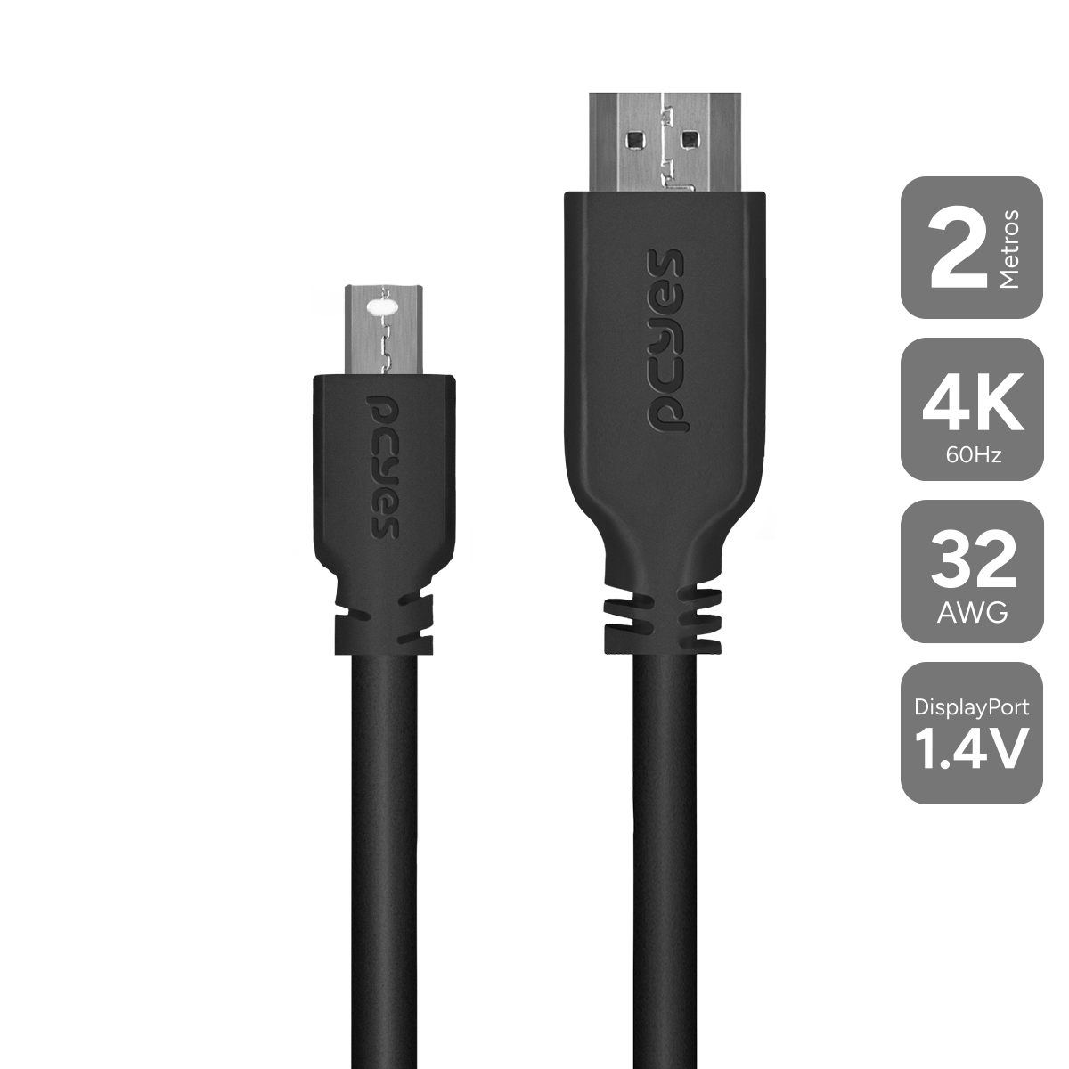 CABO MINI DISPLAYPORT MACHO PARA HDMI 2.0 MACHO 2 METROS - PMDPH4K-2 - Imagem 2
