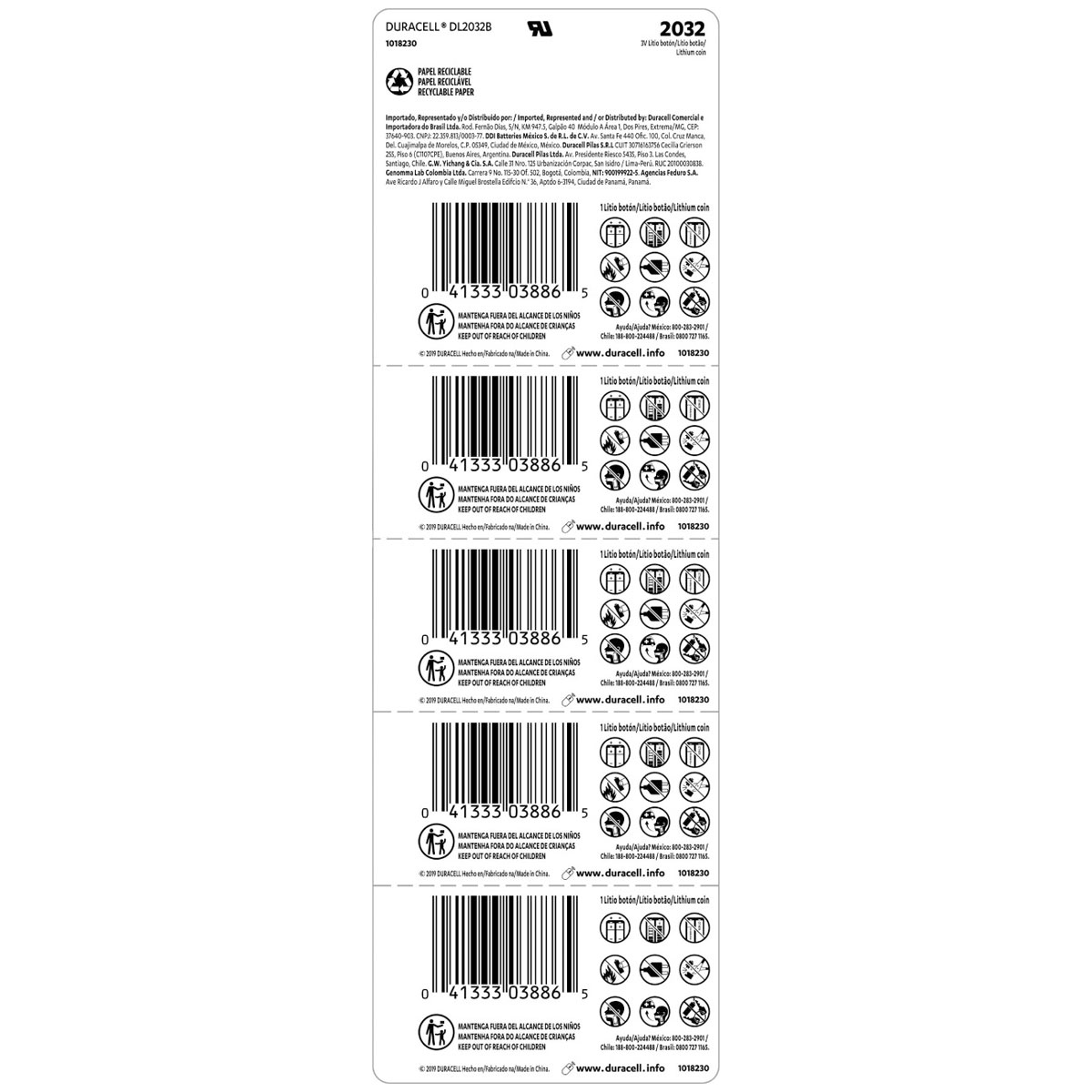 PILHA MOEDA LITHIUM 3V CR2032 (COM 5 PILHAS) DURACELL - Imagem 3