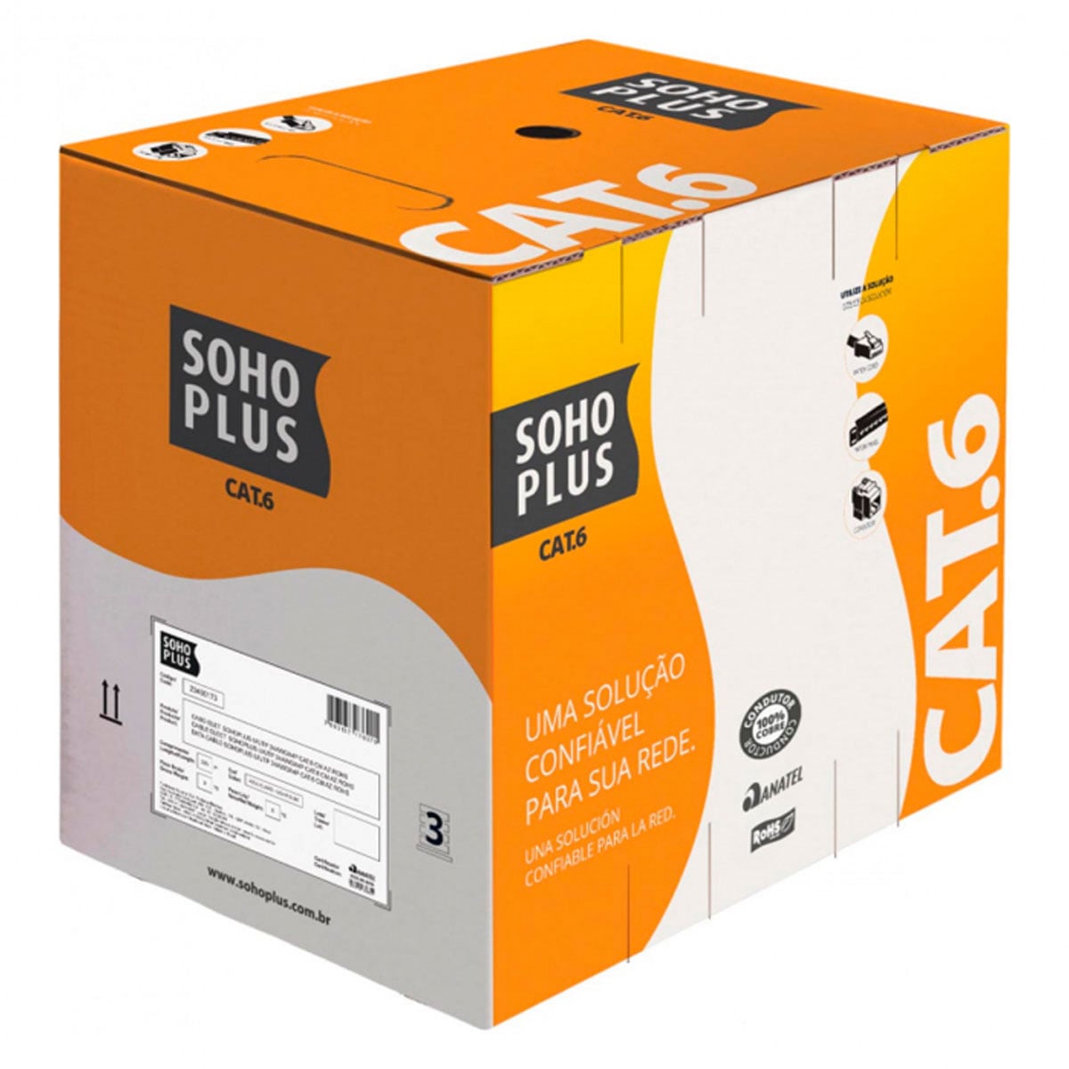 CABO LAN U/UTP 24AWG CAT.6 CMX 305M VERM 23400207 - Imagem 2