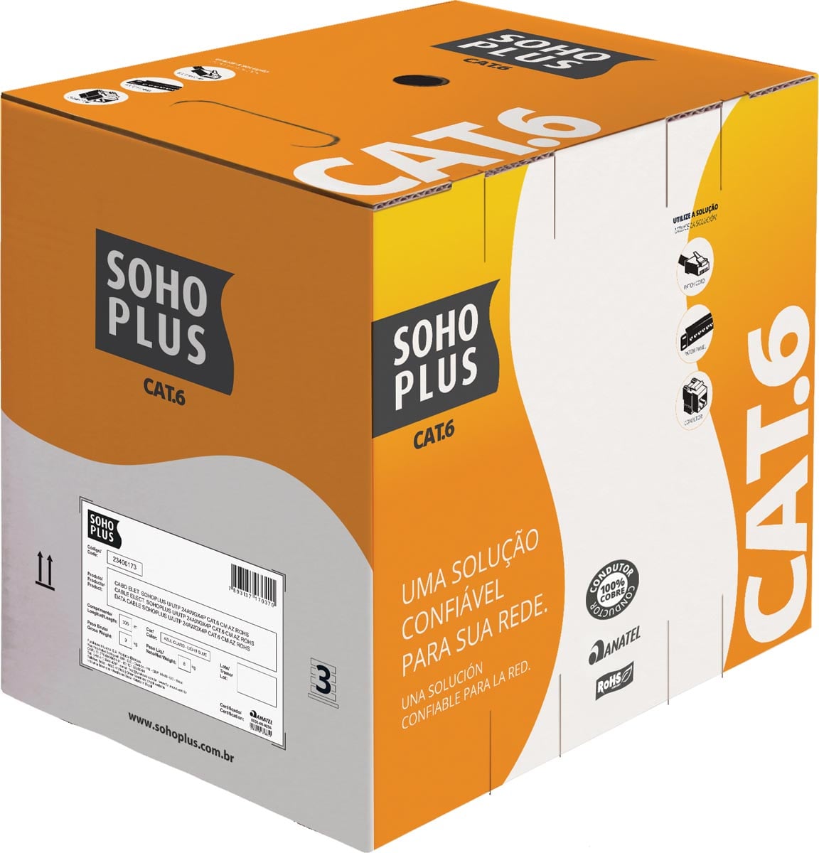 CABO LAN U/UTP 24AWG CAT.6 CMX 305M AZUL 23400174 - Imagem 2