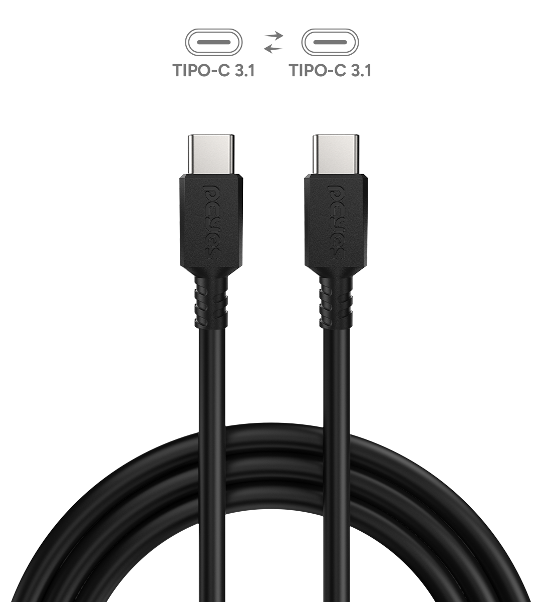 CABO PARA CELULAR CARREGAMENTO USB TIPO-C 3.1 P/ USB TIPO-C 3.1 - PRETO - 2 METROS - PUCP2P - Imagem 2