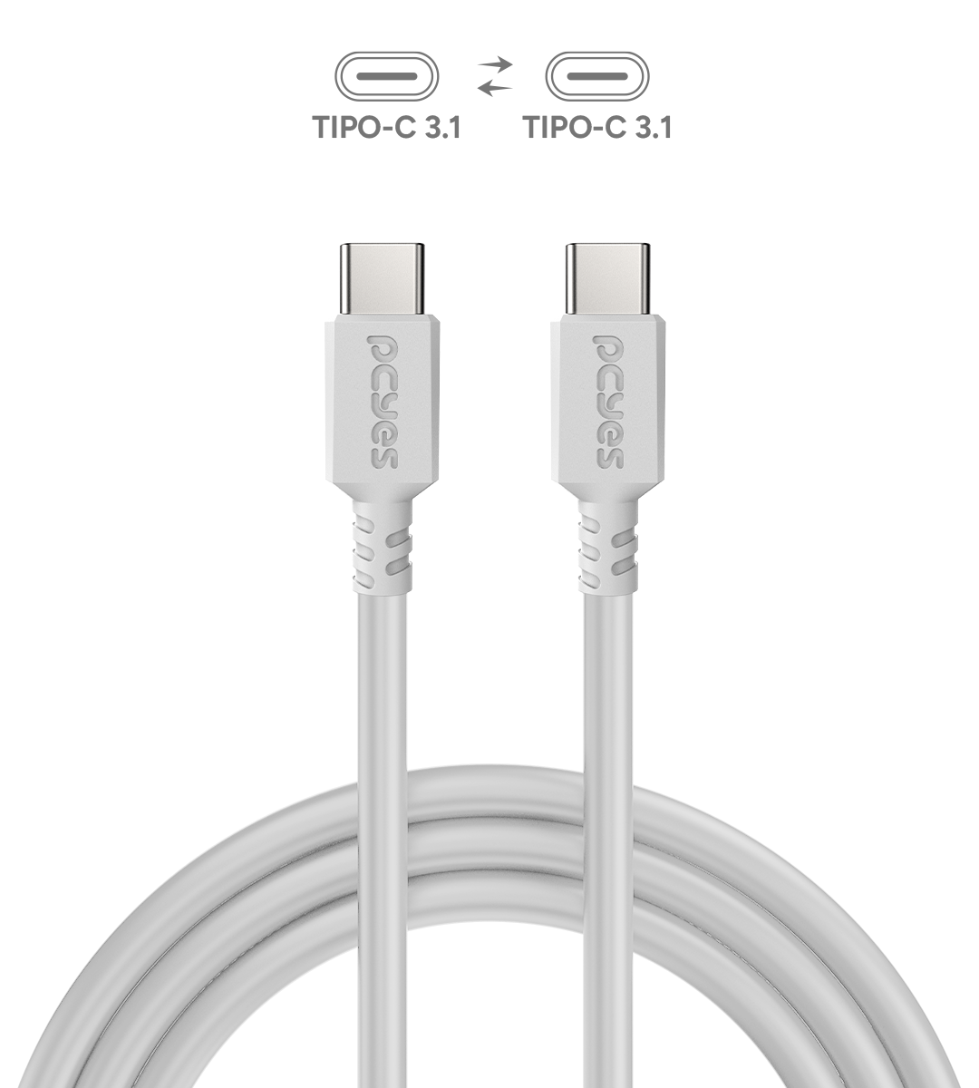 CABO PARA CELULAR CARREGAMENTO USB TIPO-C 3.1 P/ USB TIPO-C 3.1 - BRANCO - 1 METRO - PUCP1B - Imagem 2