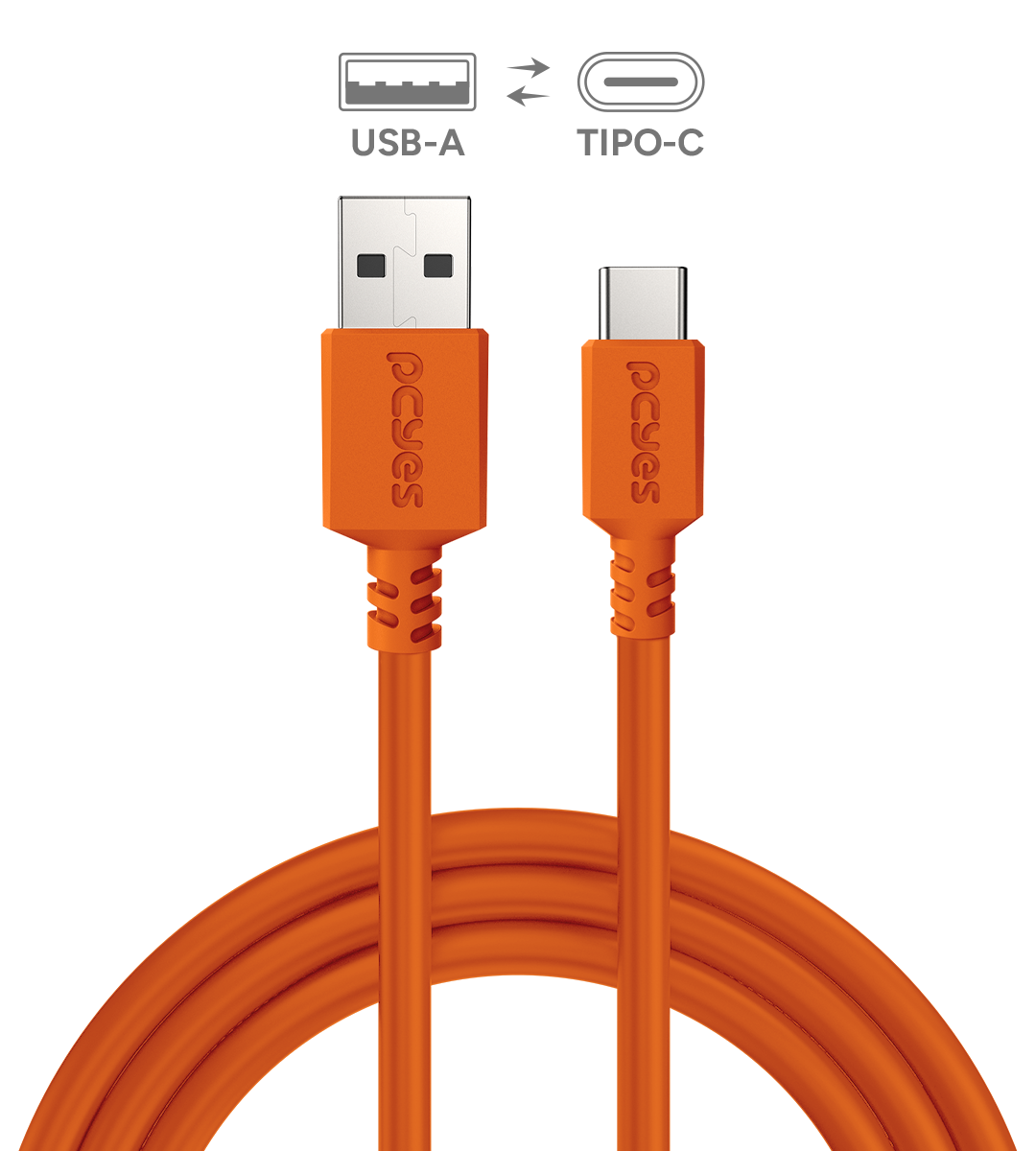 CABO PARA CAIXA JBL E CELULAR CARREGAMENTO USB A 2.0 MACHO P/ USB TIPO-C - LARANJA - 2 METROS - CBPY02L - Imagem 2