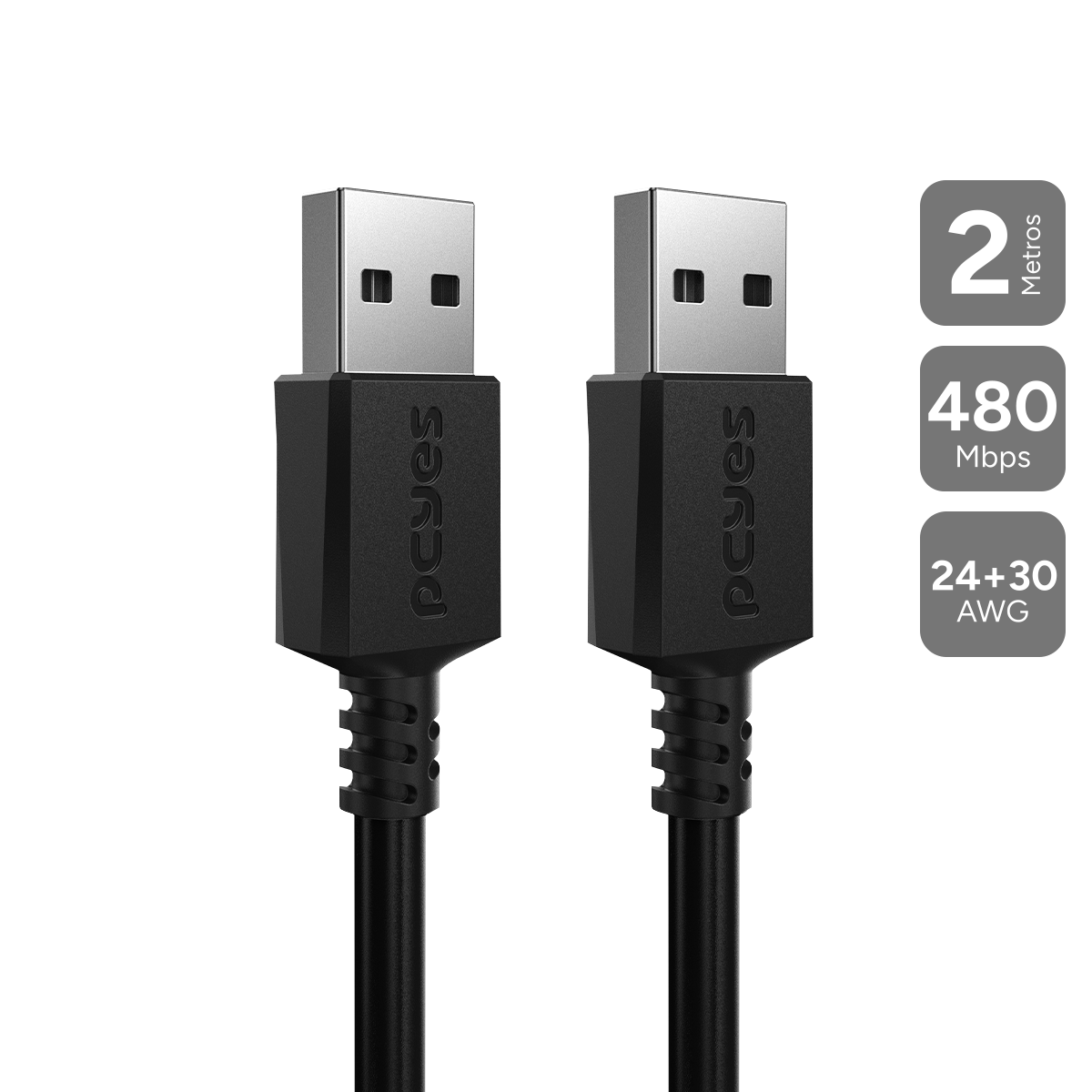 CABO DE DADOS USB A 2.0 M PARA USB A 2.0 M - 2 MTS - PUAM2-2