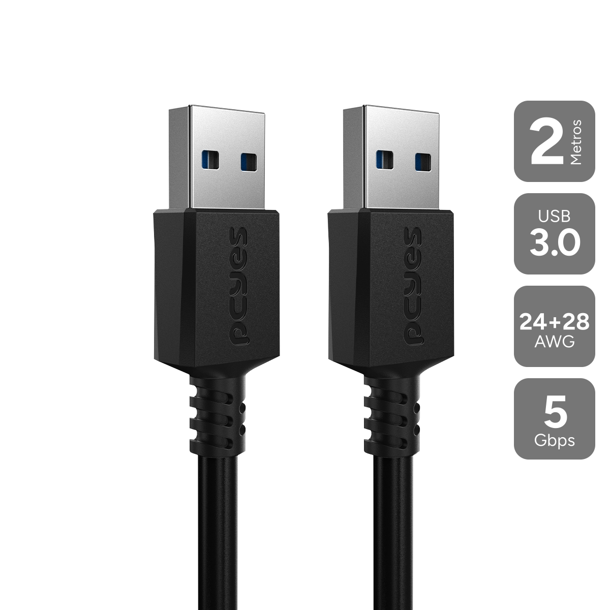 CABO DE DADOS USB A PARA USB A 3.0 28AWG - 2 METROS - PUAM3-2