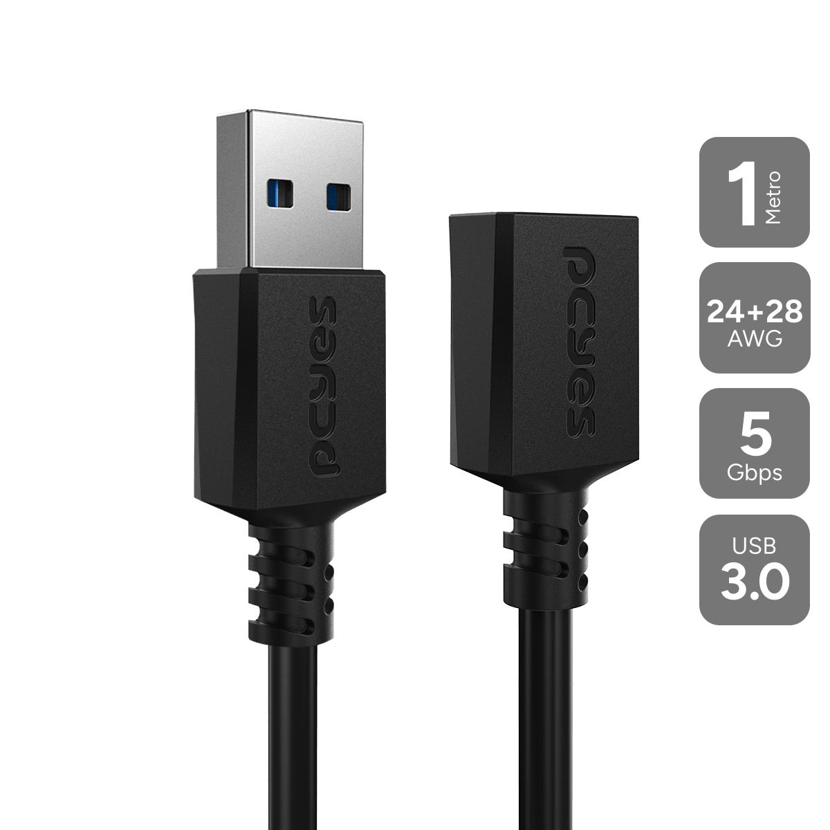 CABO EXTENSOR USB A 3.0 MACHO P/ USB A 3.0 FÊMEA - 1 METRO - PUAMF3-1