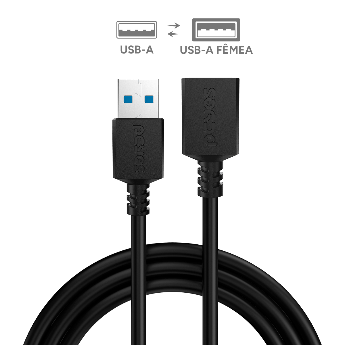CABO EXTENSOR USB A 3.0 MACHO P/ USB A 3.0 FÊMEA - 1 METRO - PUAMF3-1 - Imagem 2