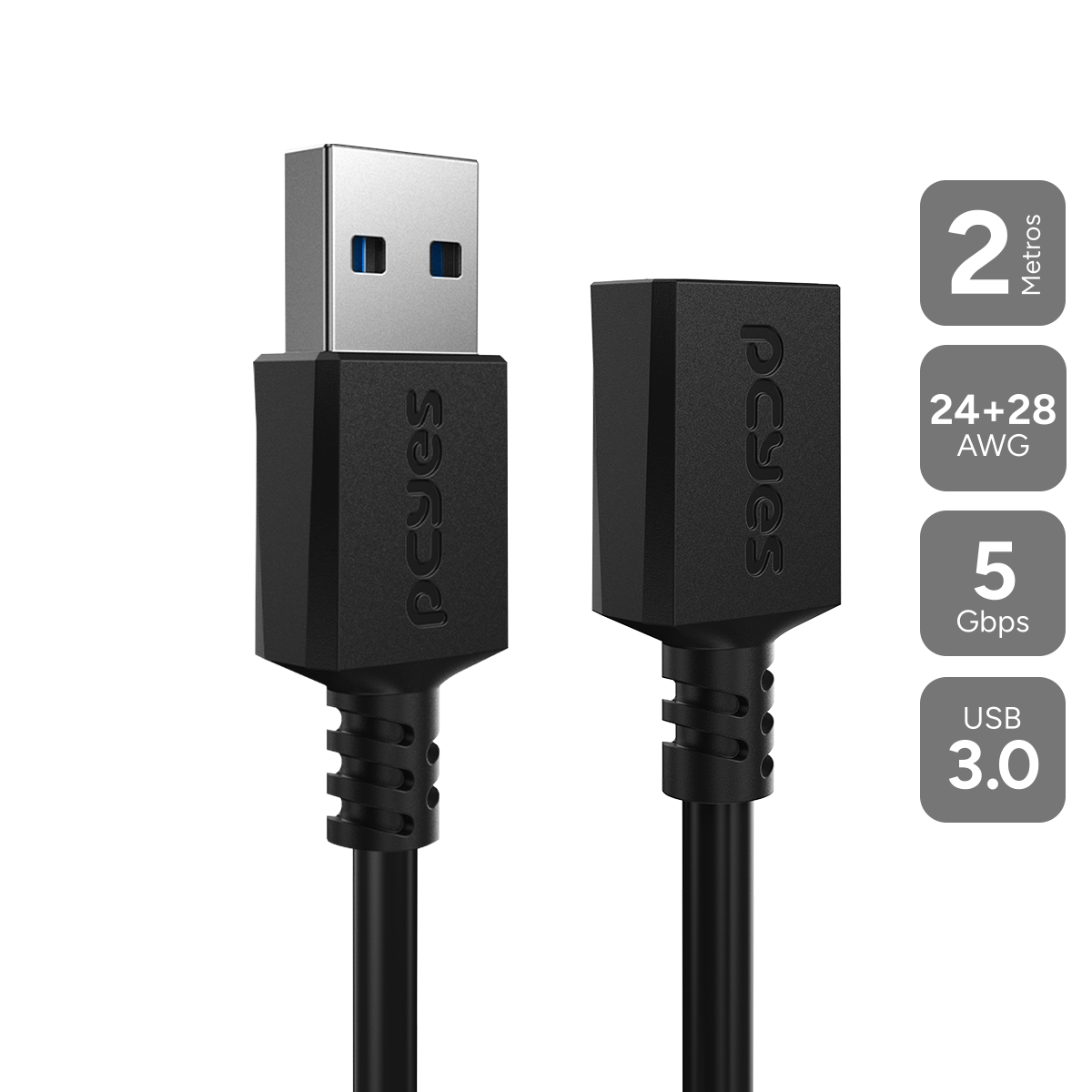 CABO EXTENSOR USB A 3.0 MACHO P/ USB A 3.0 FEMEA - 2 METROS - PUAMF3-2