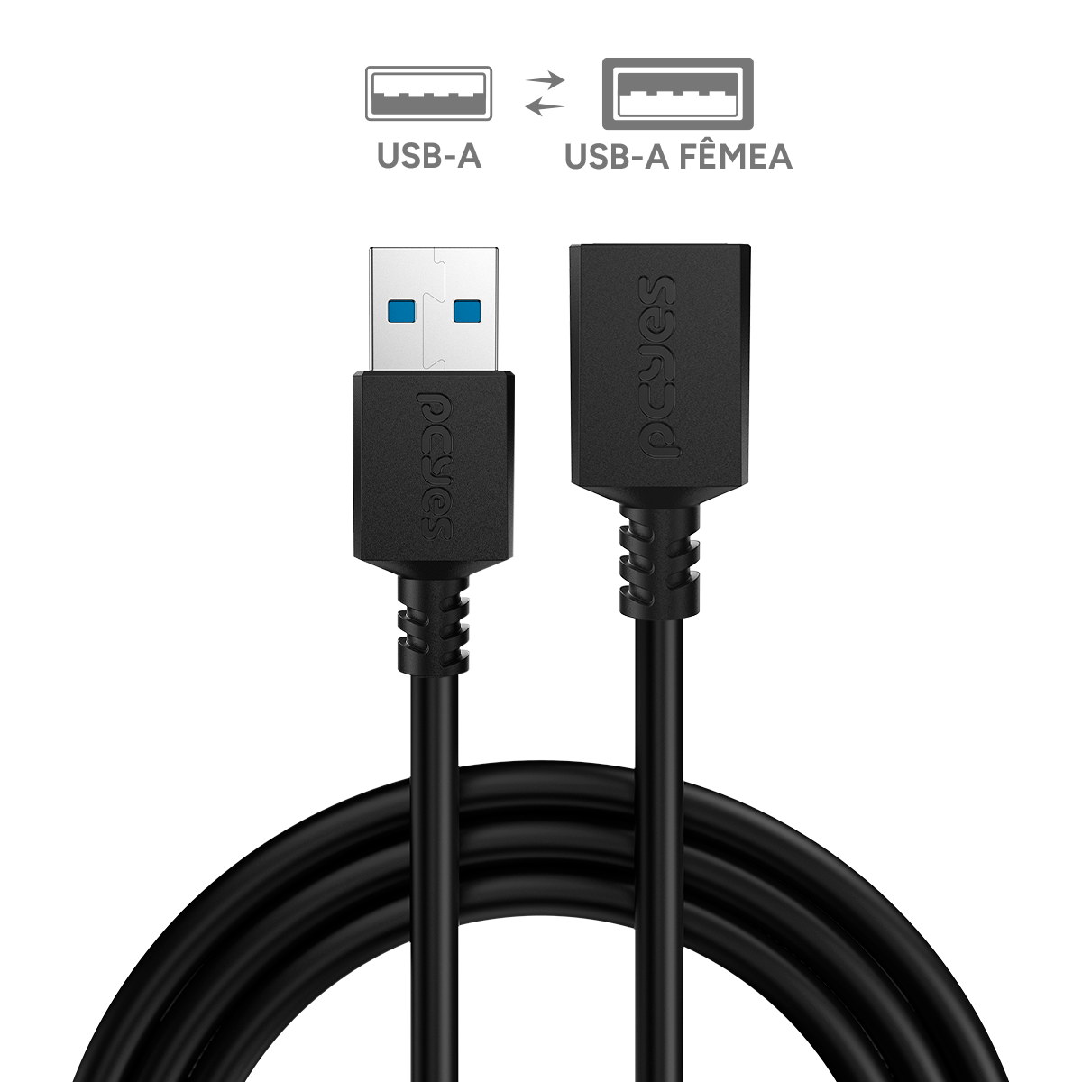 CABO EXTENSOR USB A 3.0 MACHO P/ USB A 3.0 FEMEA - 2 METROS - PUAMF3-2 - Imagem 2